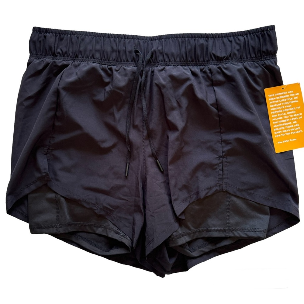 Avia NWT Running Shorts, Women’s Sz Medium 8-10, Black, Biker Lined Loose Outer